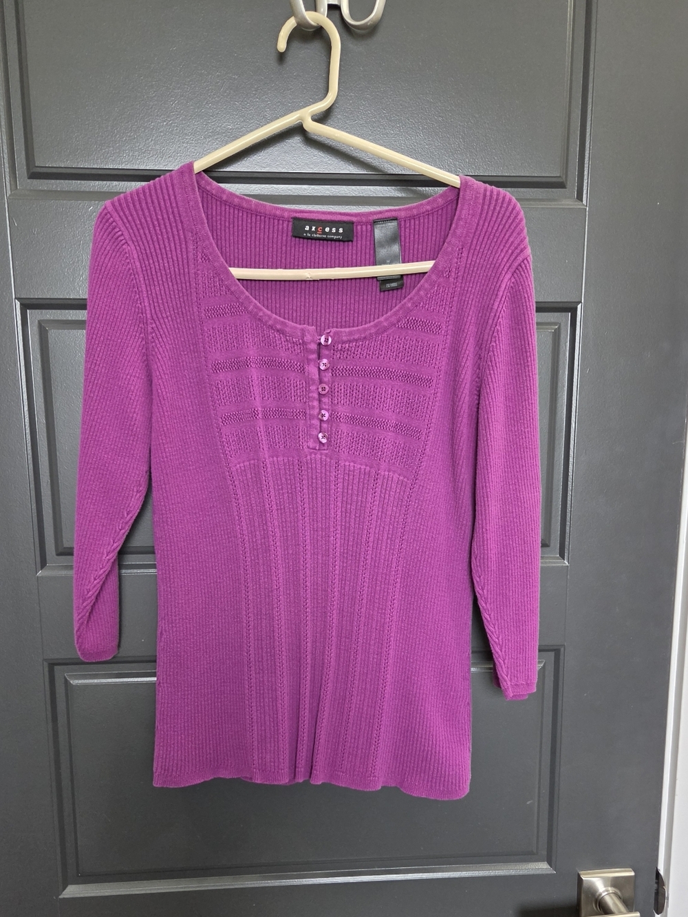 Axcess Fuchsia Ribbed Scoop-Neck Knit Tunic